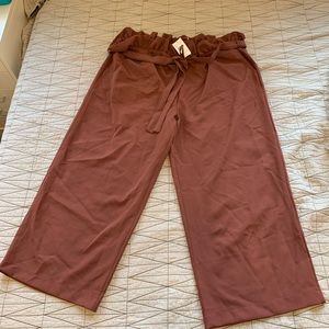 Crop paper bag trousers, mauve